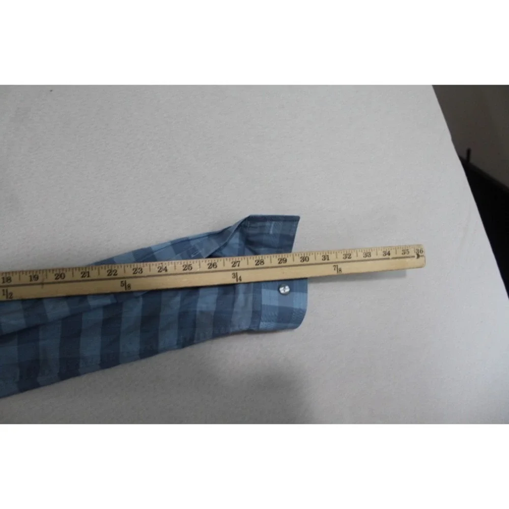 Kenneth Cole Reaction Blue Plaid Long Sleeve Button Up Casual Size 15